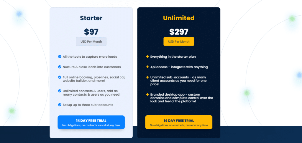 gohighlevel pricing